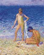 John Peter Russell Boys on the Beach Belle lle oil painting